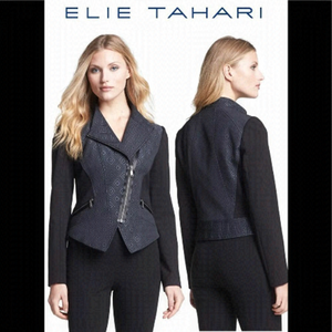 Ellie Tahari Viola' black blazer moto Jacket size 10